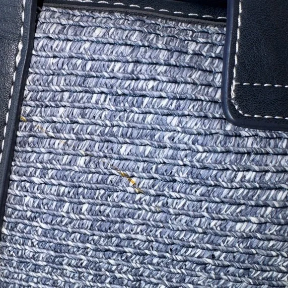 TALBOTS BLUE PACKABLE PAPER-STRAW WOMENS TOTE BAG SHOULDER PURSE - Picture 4 of 15